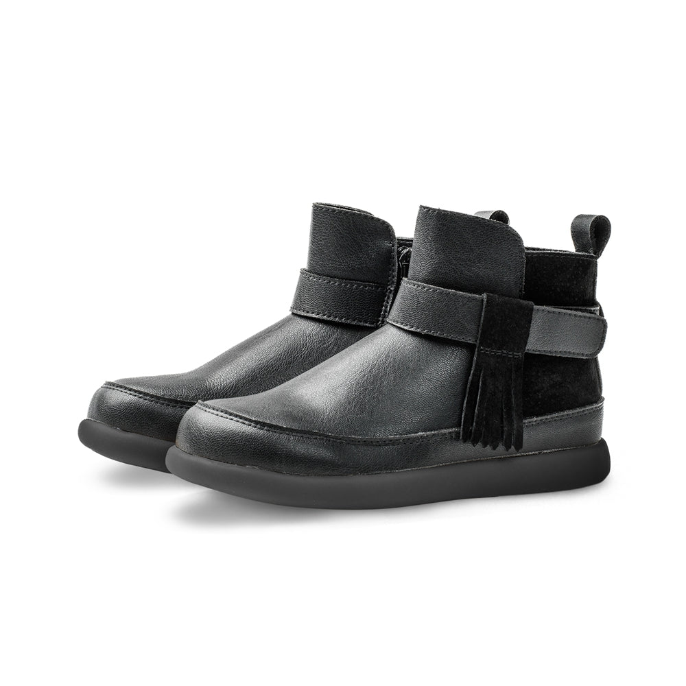 reese tassel non slip kids ankle boots all black 3