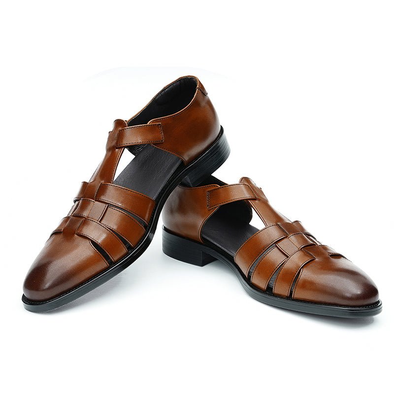 Relaxed British Men’s Calfskin Leather Sandals - 0cm