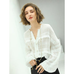 Renaissance Balloon Sleeve White Pleated Shirt