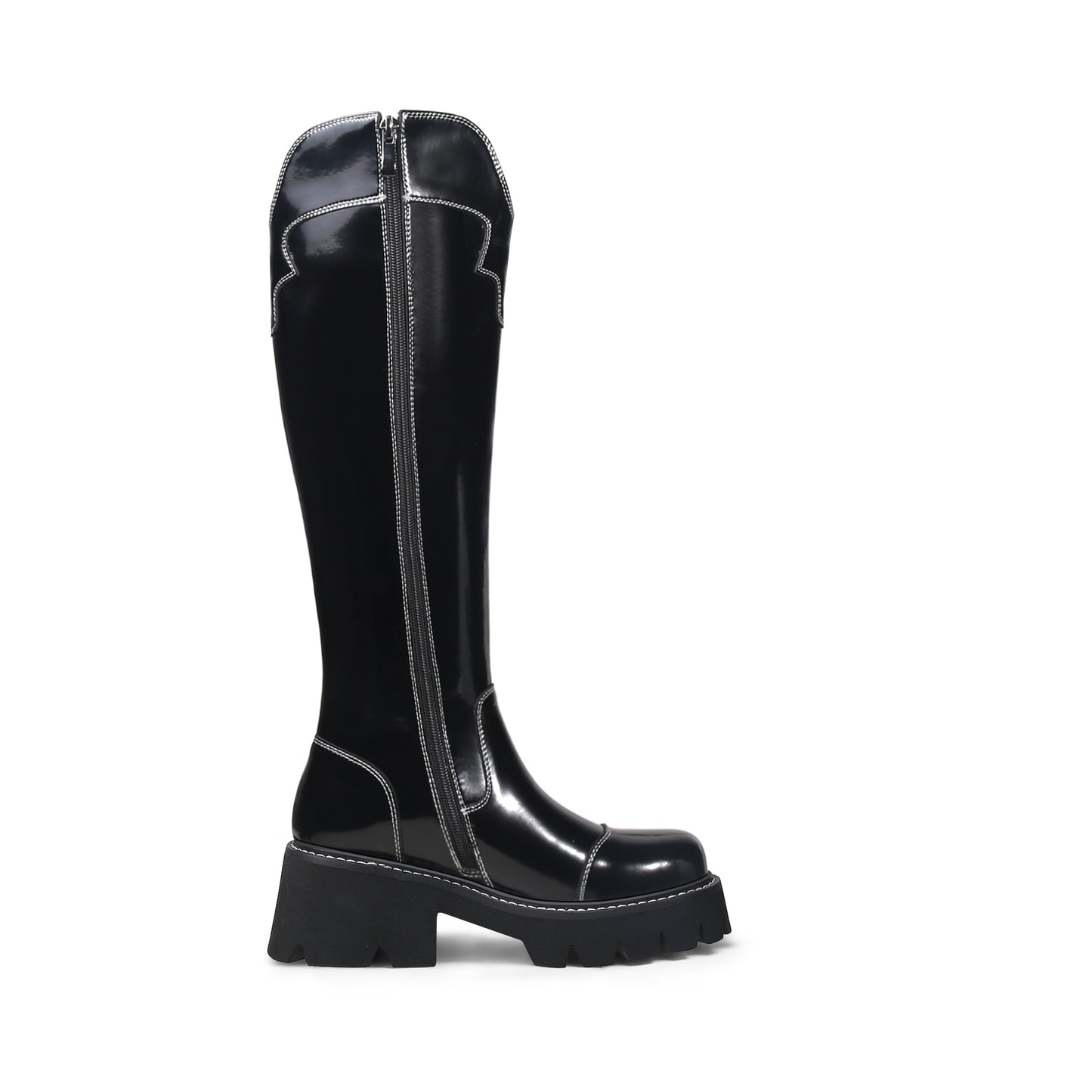 retro black knee high boots all black 3