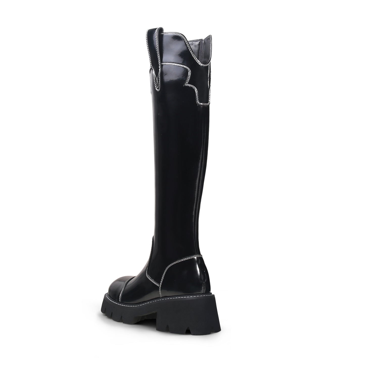 retro black knee high boots all black 4