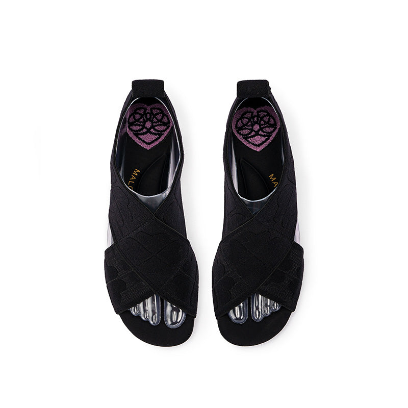 retro block heel open toe roman sandals all black 3