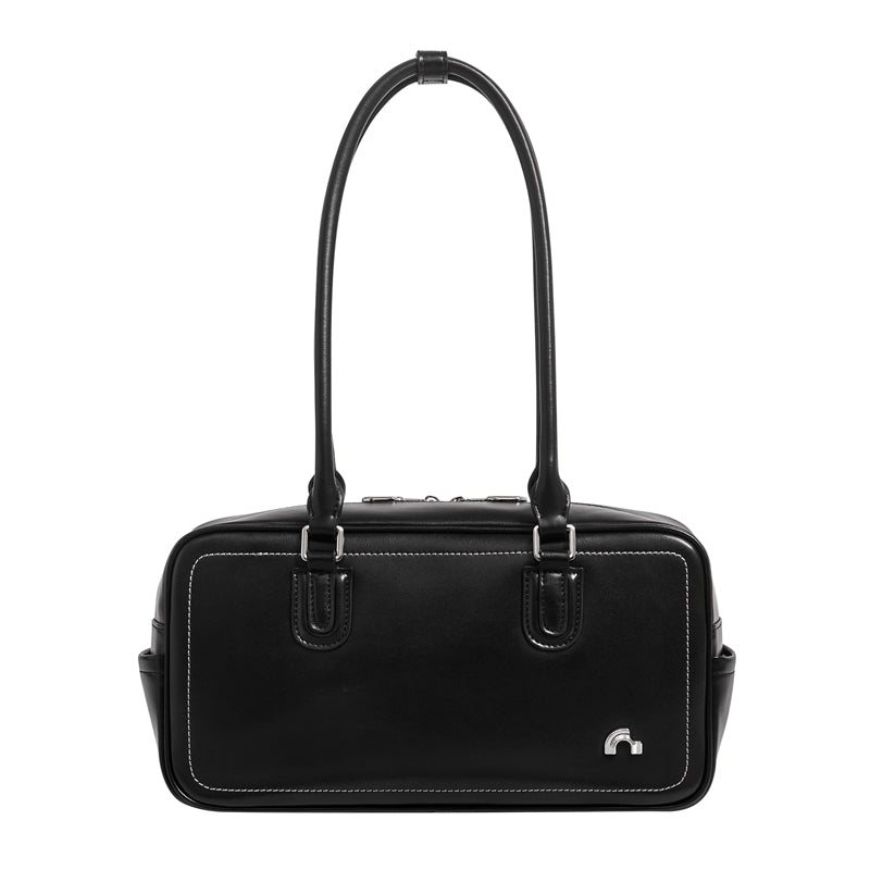 Retro East West Calf Leather Bowling Shoulder Bag