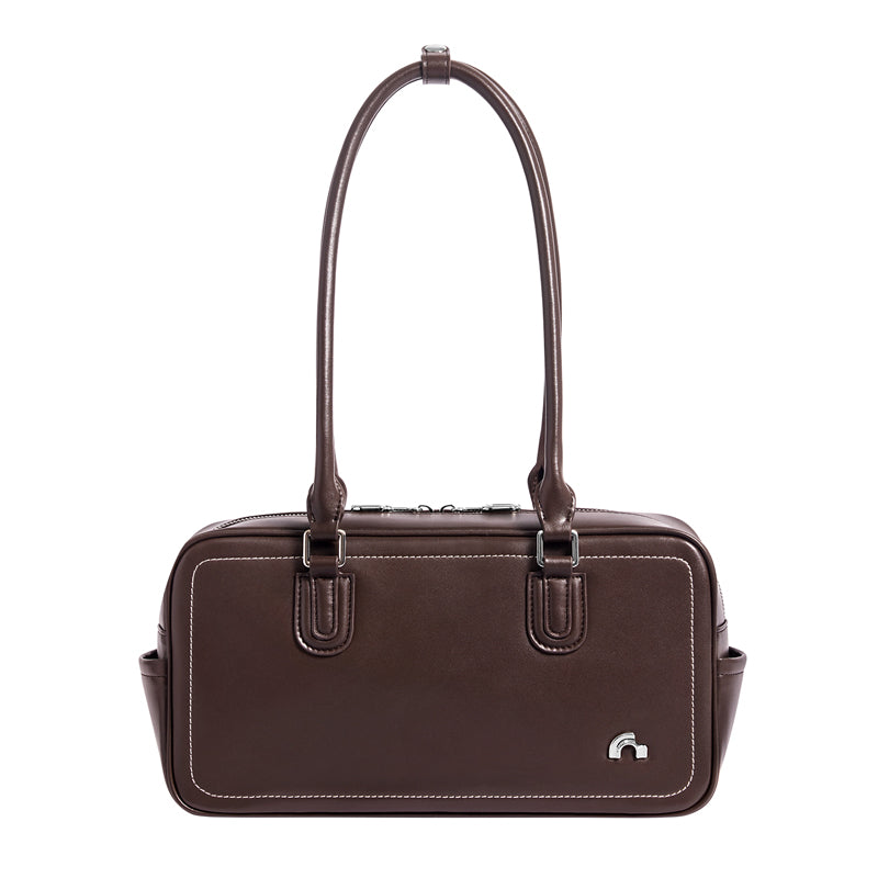 Retro East West Calf Leather Bowling Shoulder Bag