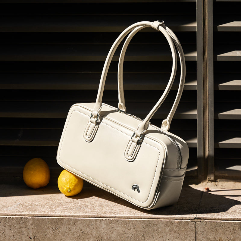 Retro East West Calf Leather Bowling Shoulder Bag