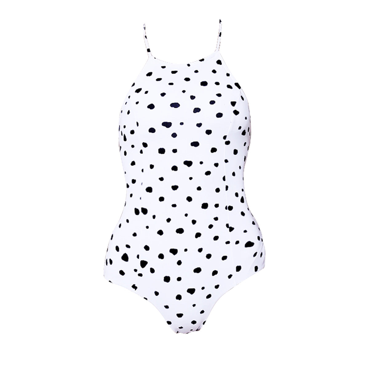 retro french polka dot one piece swimsuit all white 4