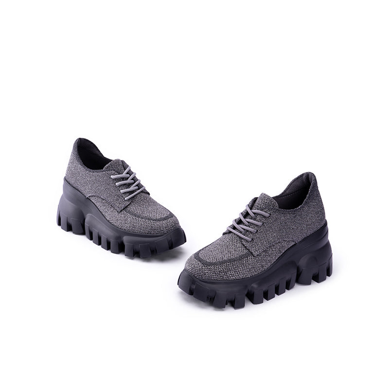 Retro Leopard Platform Sneakers – Chunky Knit Wedge Lace-Ups