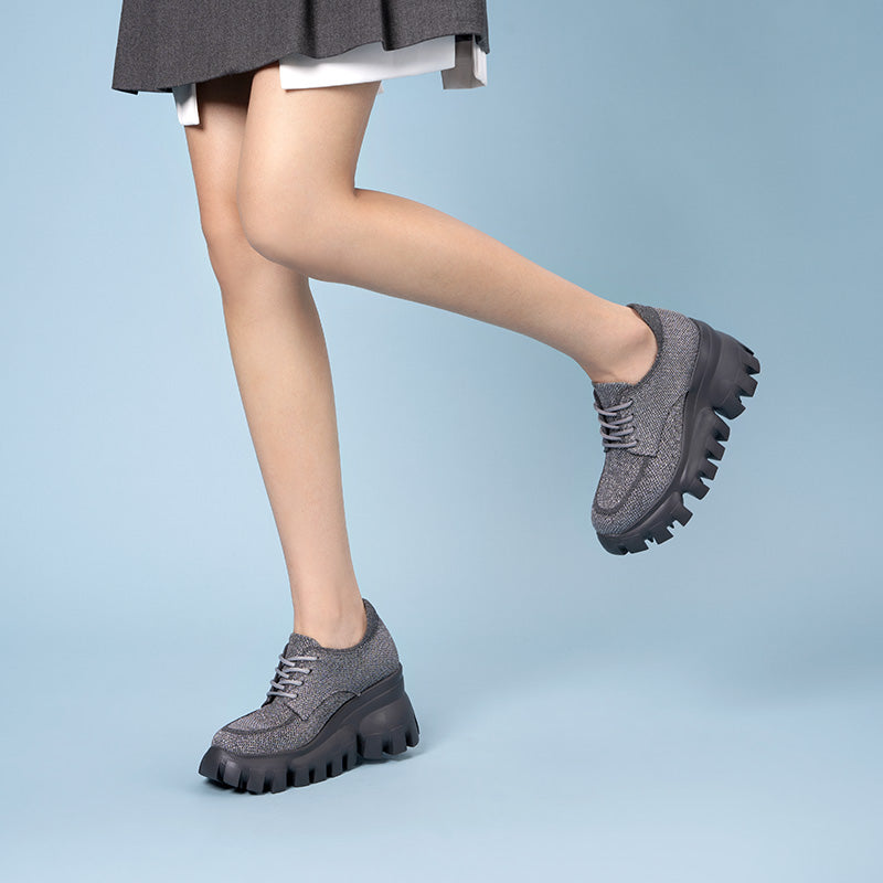 Retro Leopard Platform Sneakers – Chunky Knit Wedge Lace-Ups