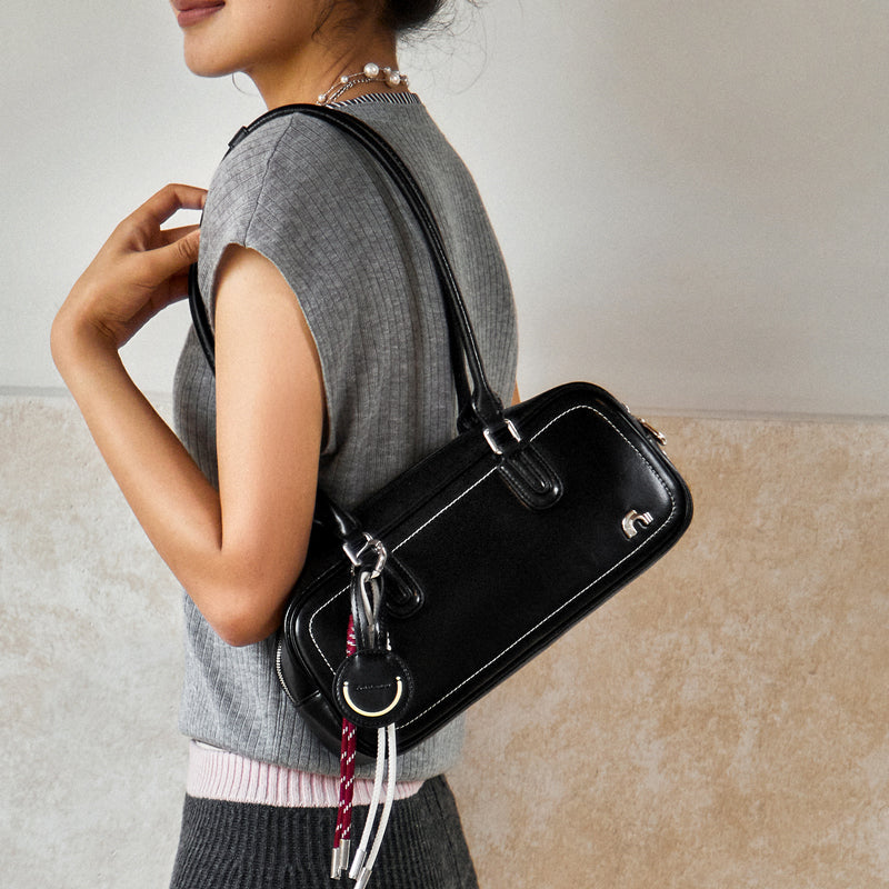 Retro Mini East West Calf Leather Bowling Shoulder Bag
