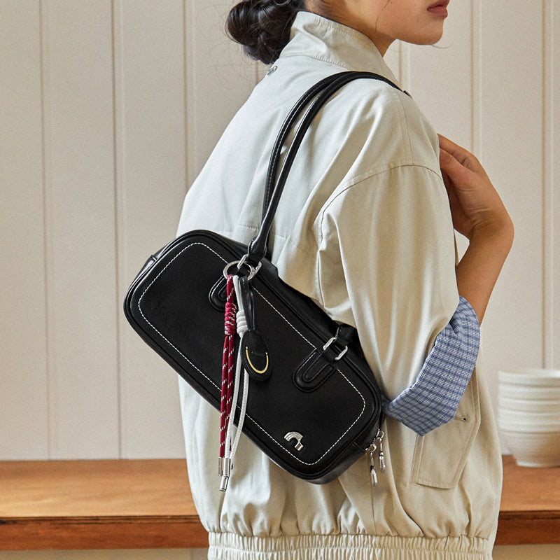 Retro Mini East West Calf Leather Bowling Shoulder Bag