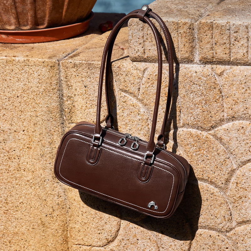Retro Mini East West Calf Leather Bowling Shoulder Bag