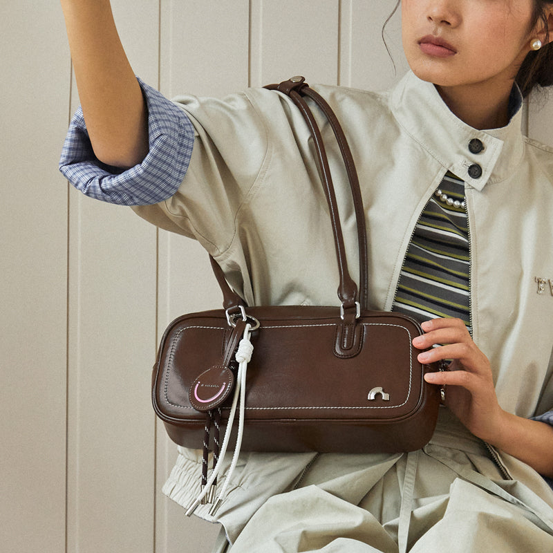 Retro Mini East West Calf Leather Bowling Shoulder Bag