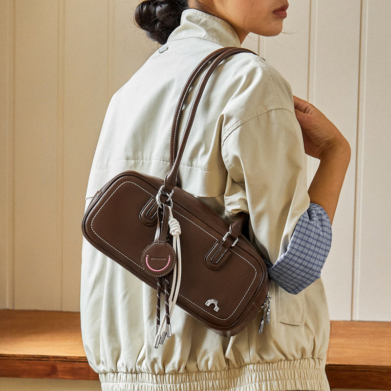 Retro Mini East West Calf Leather Bowling Shoulder Bag