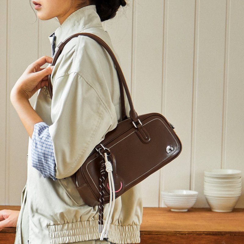 Retro Mini East West Calf Leather Bowling Shoulder Bag
