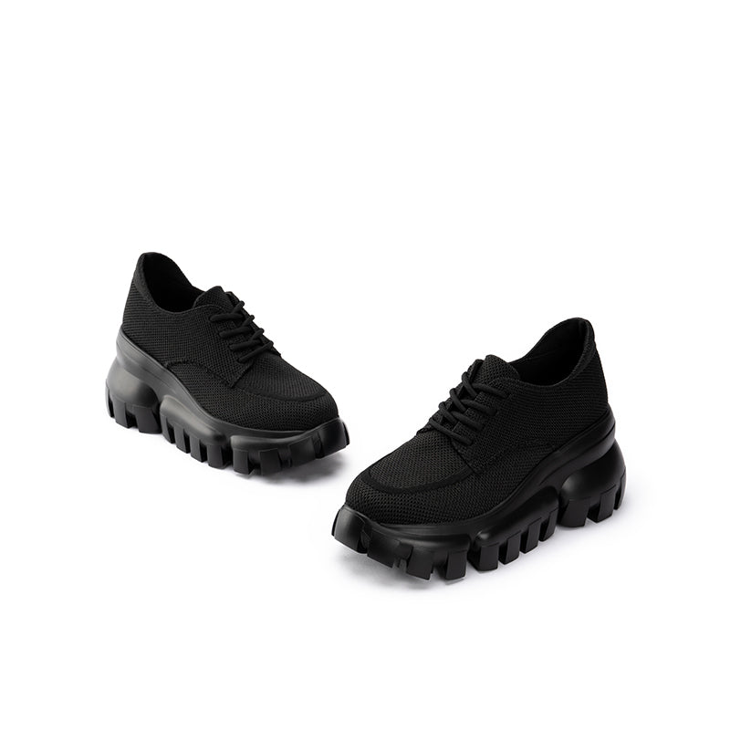 retro platform breathable chunky lace ups all black 2