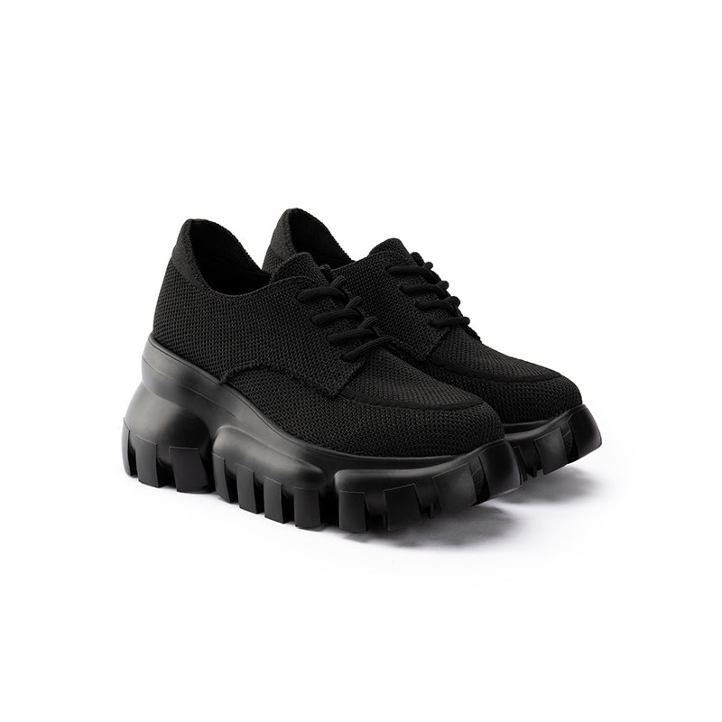 retro platform breathable chunky lace ups all black 4