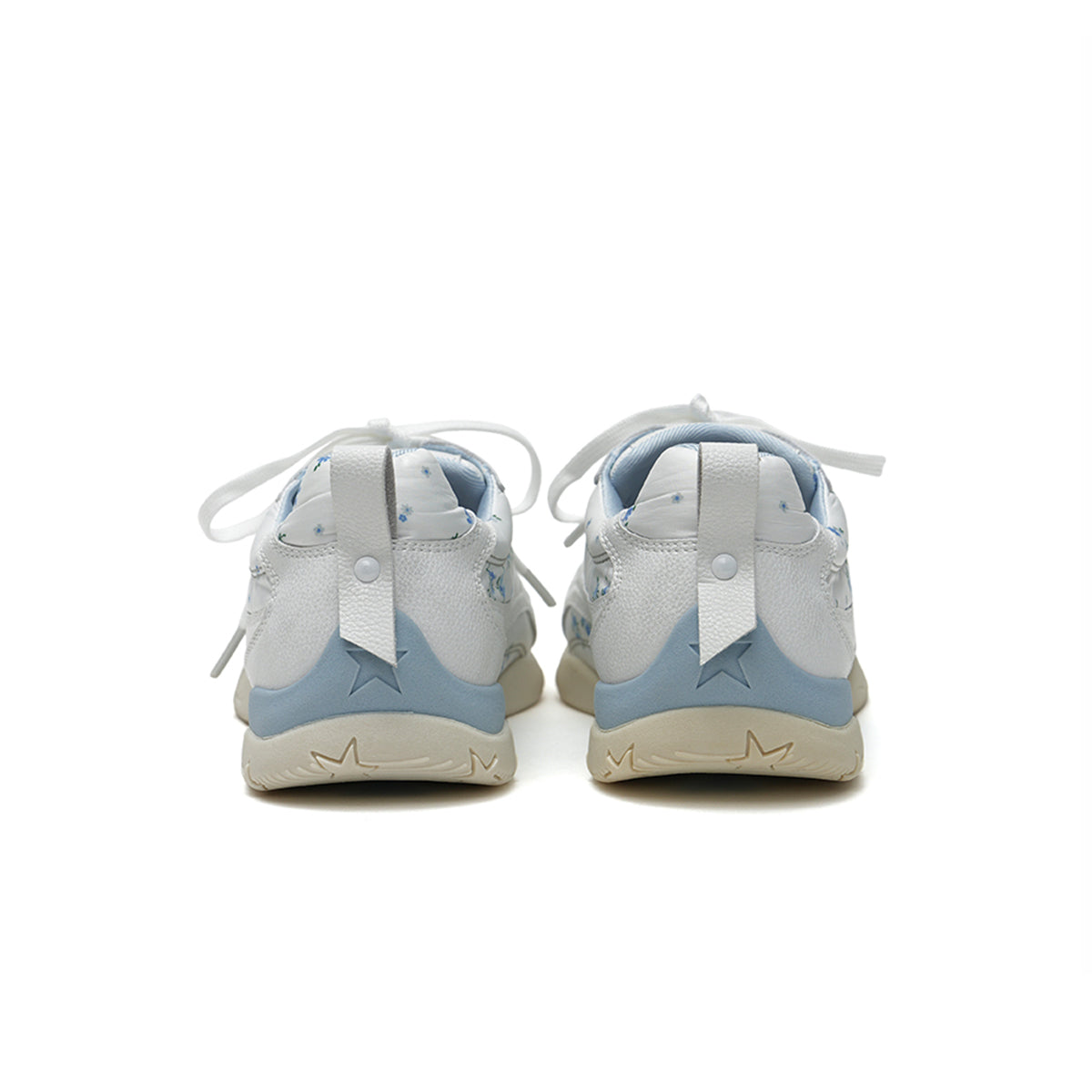Retro Printed Panel Low Top Sneakers with Star Detail Sole