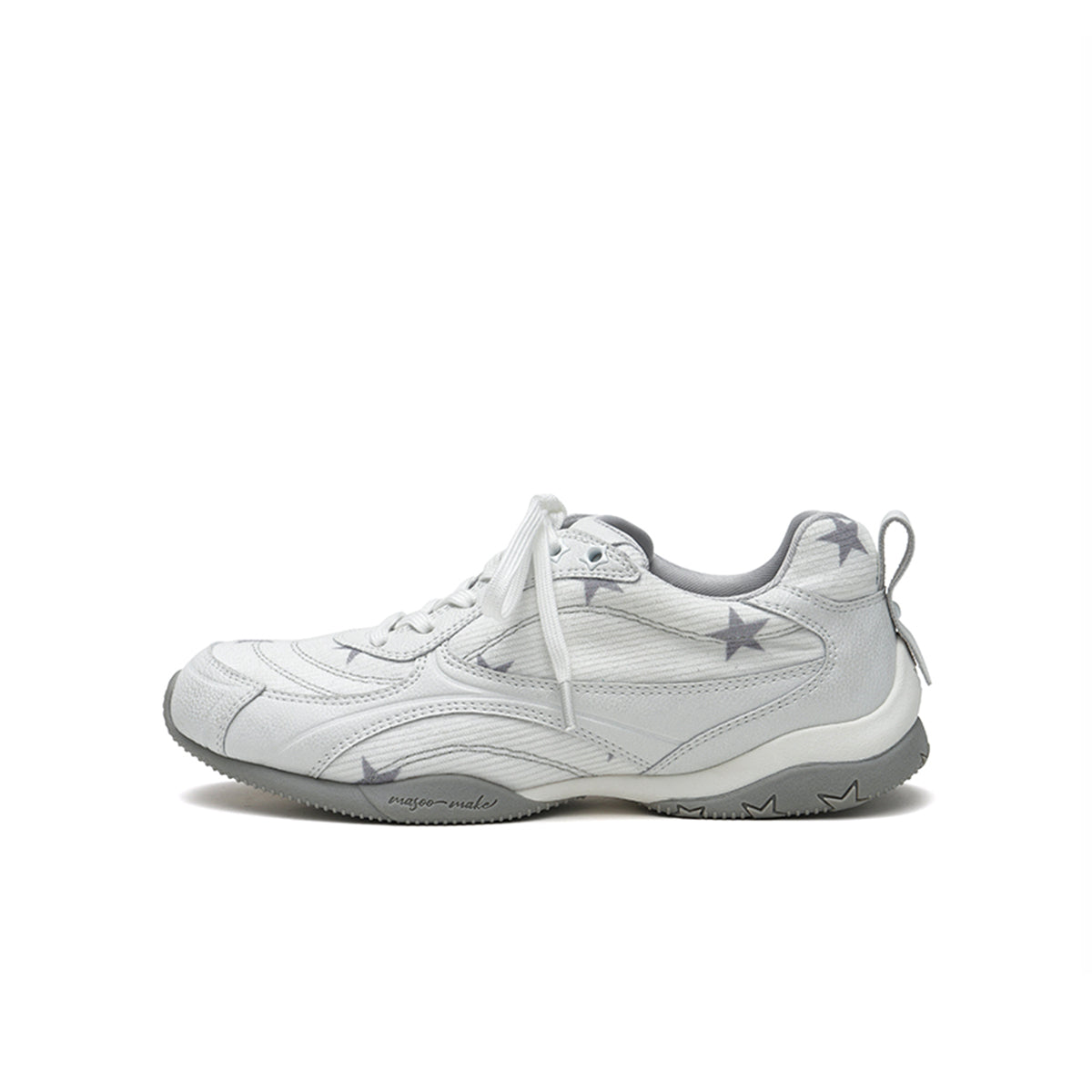 Retro Printed Panel Low Top Sneakers with Star Detail Sole