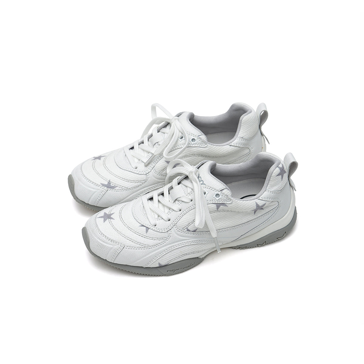 Retro Printed Panel Low Top Sneakers with Star Detail Sole