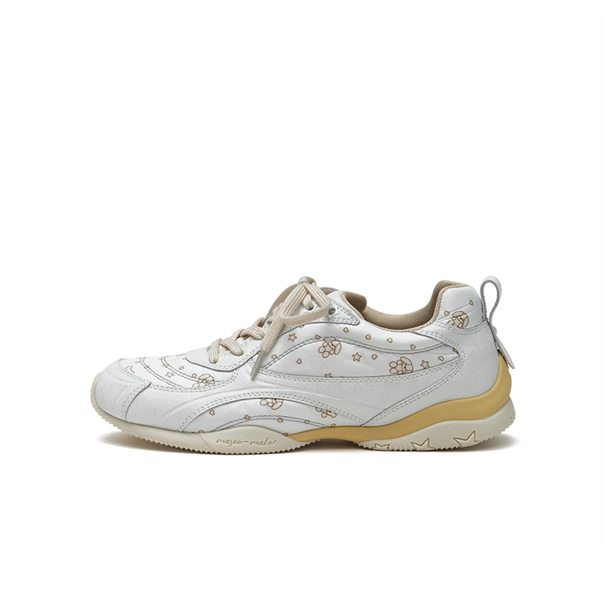 Retro Printed Panel Low Top Sneakers with Star Detail Sole