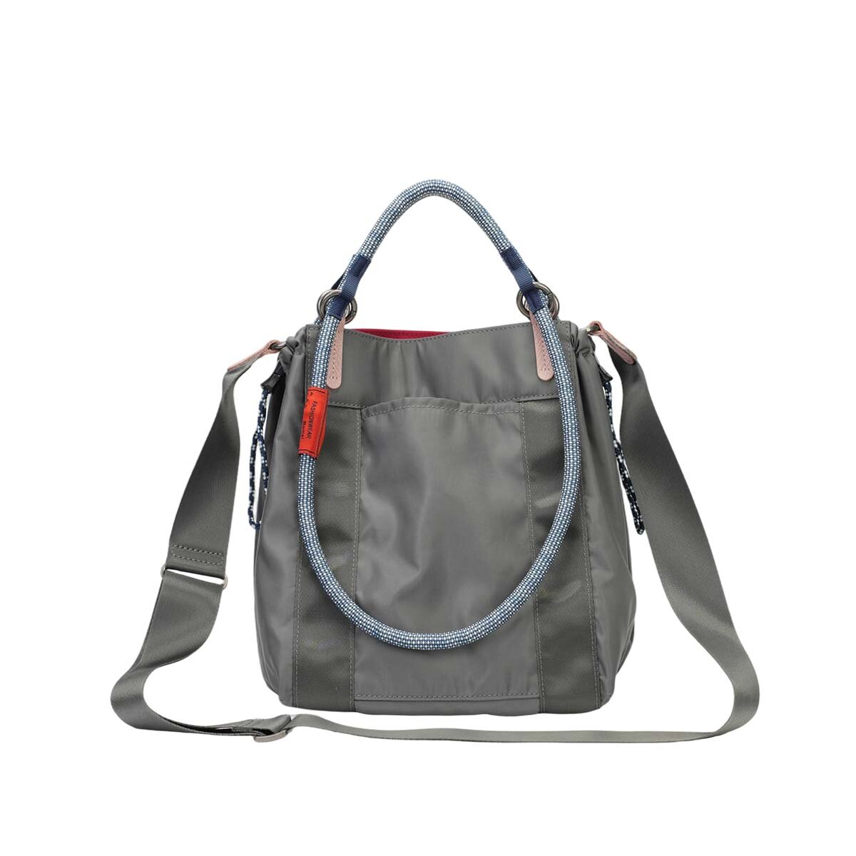 Reversible Dual-Color Ballistic Nylon Bucket Bag – 2-in-1 Convertible Crossbody Tote with Leather Accents