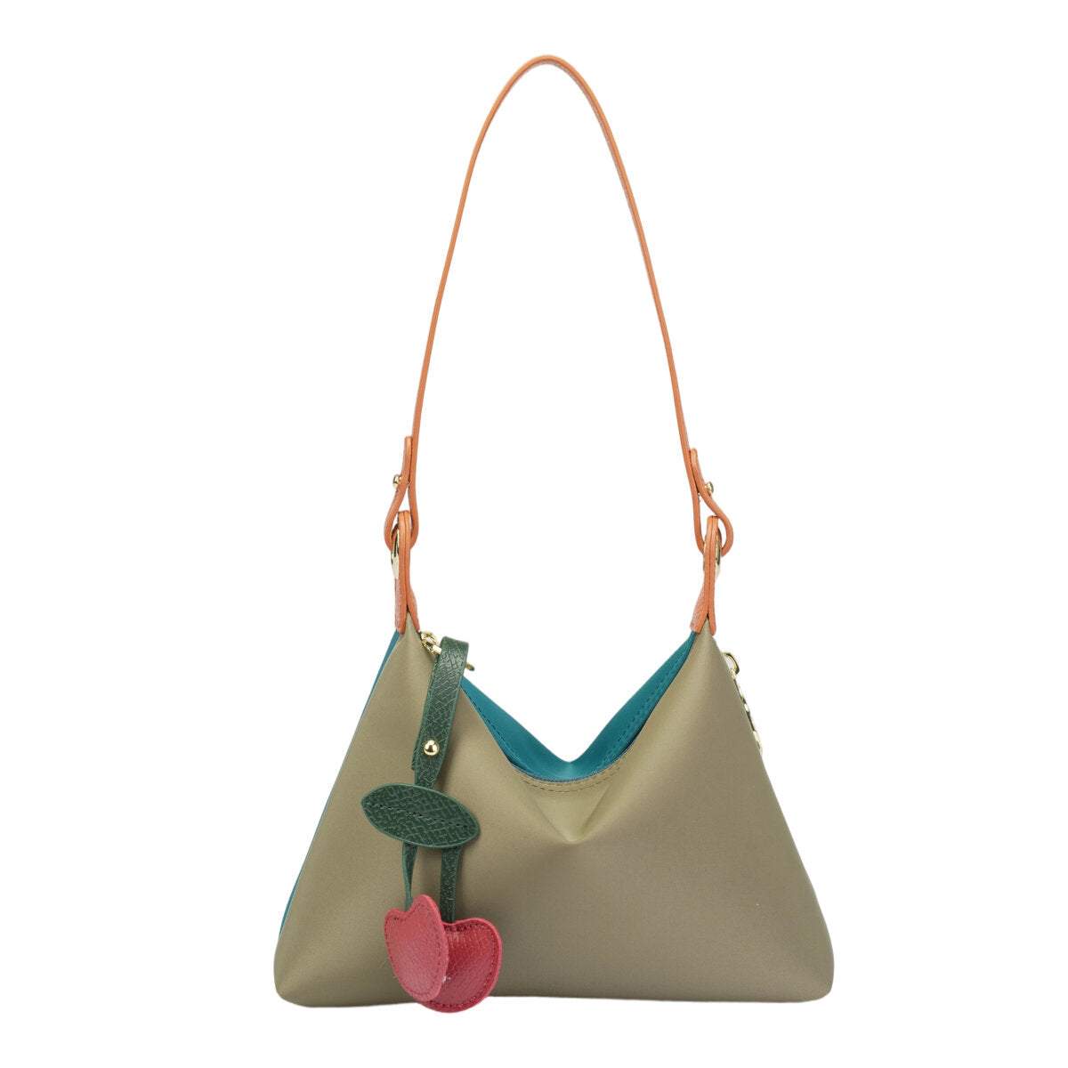 Reversible Nylon Crossbody Bag – 2-in-1 Dual-Color Shoulder Bag with Cherry Charm