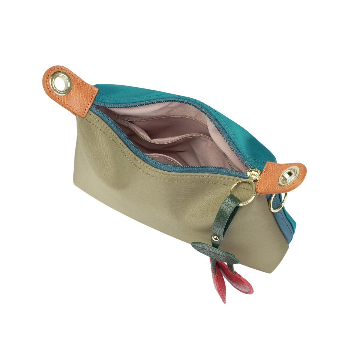 Reversible Nylon Crossbody Bag – 2-in-1 Dual-Color Shoulder Bag with Cherry Charm