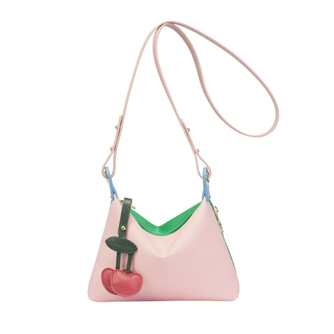 Reversible Nylon Crossbody Bag – 2-in-1 Dual-Color Shoulder Bag with Cherry Charm