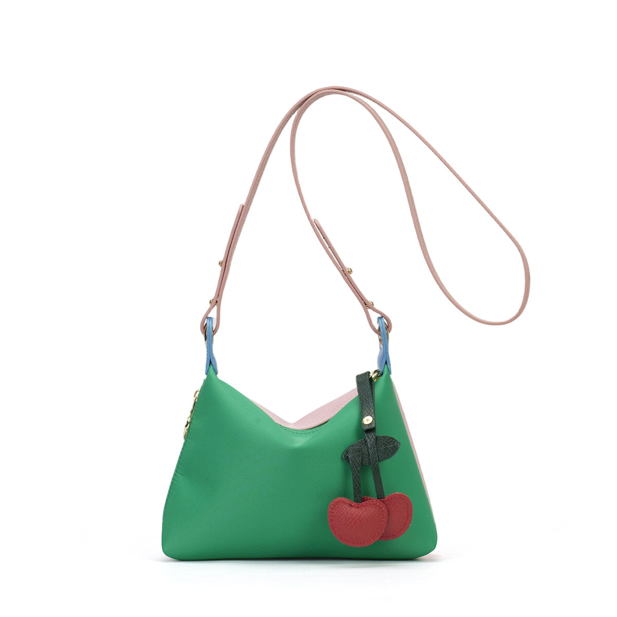 Reversible Nylon Crossbody Bag – 2-in-1 Dual-Color Shoulder Bag with Cherry Charm