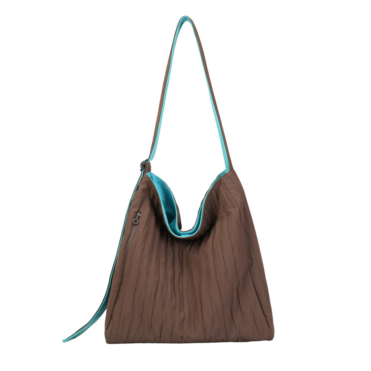 Reversible Pleated Laptop Tote Bag – Dual-Color Large Capacity Shoulder Bag