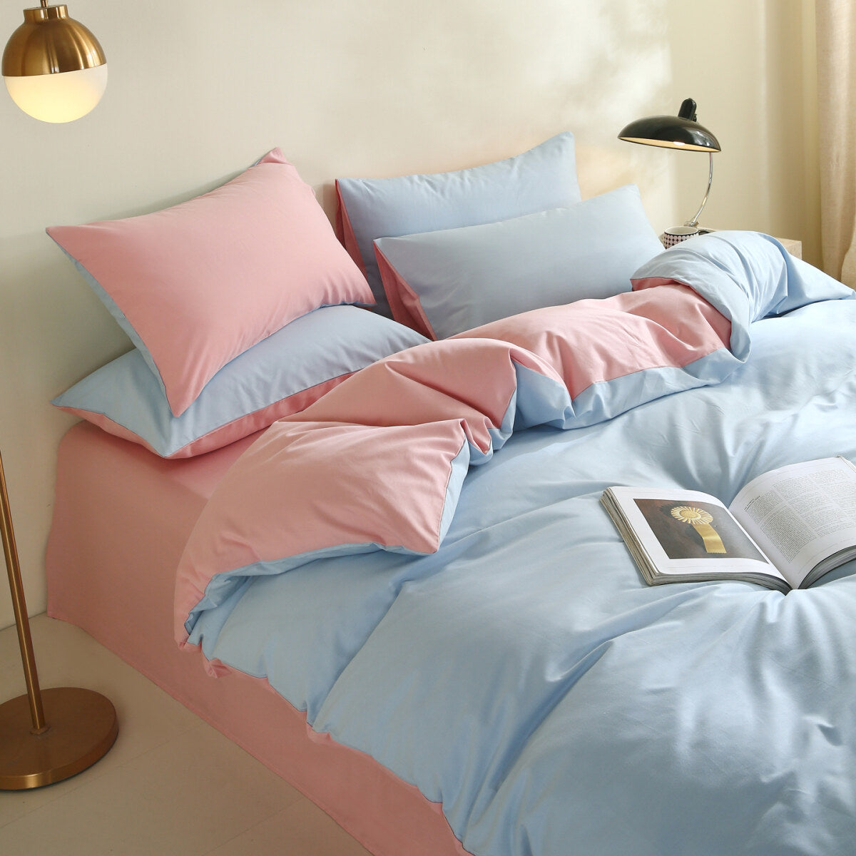 Reversible Pure Cotton Pillowcase Pair