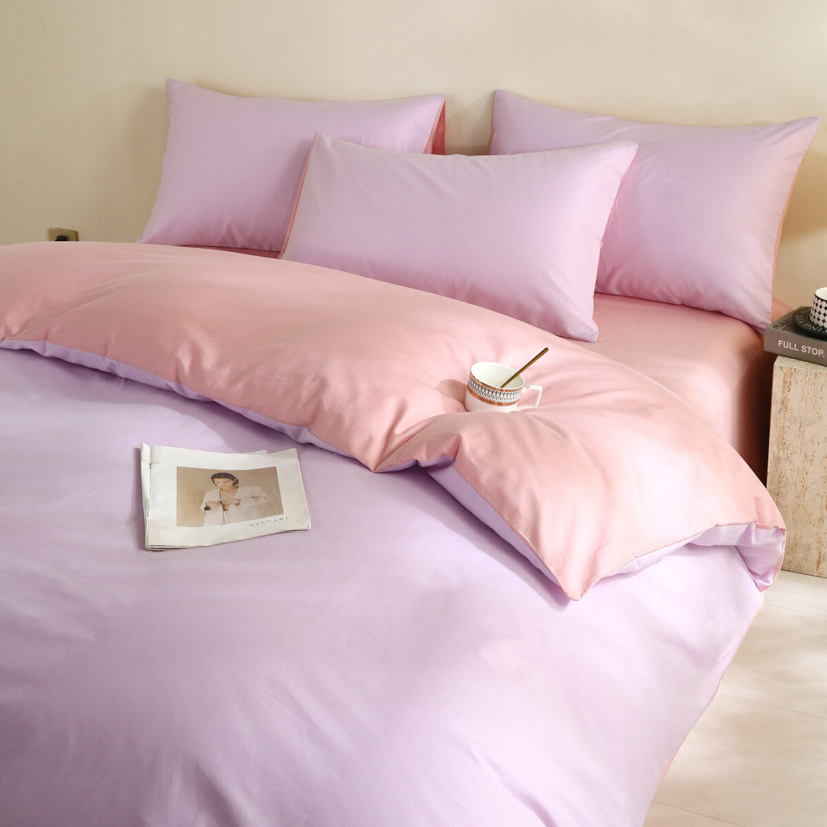 Reversible Pure Cotton Pillowcase Pair