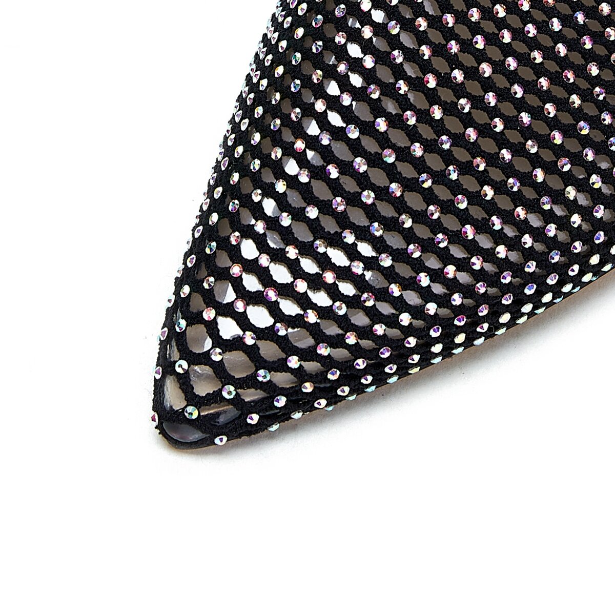 Rhinestone Fishnet Pointed Toe Stiletto Sock Boots
