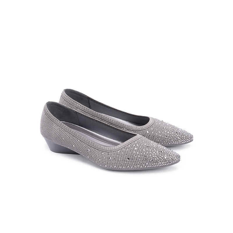Rhinestone Gradient Knit Pointed Toe Wedge Flats – Sparkling Washable Work Shoes