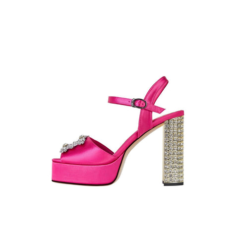 Rhinestone Jeweled Chunky Platform Ankle Strap Sandals