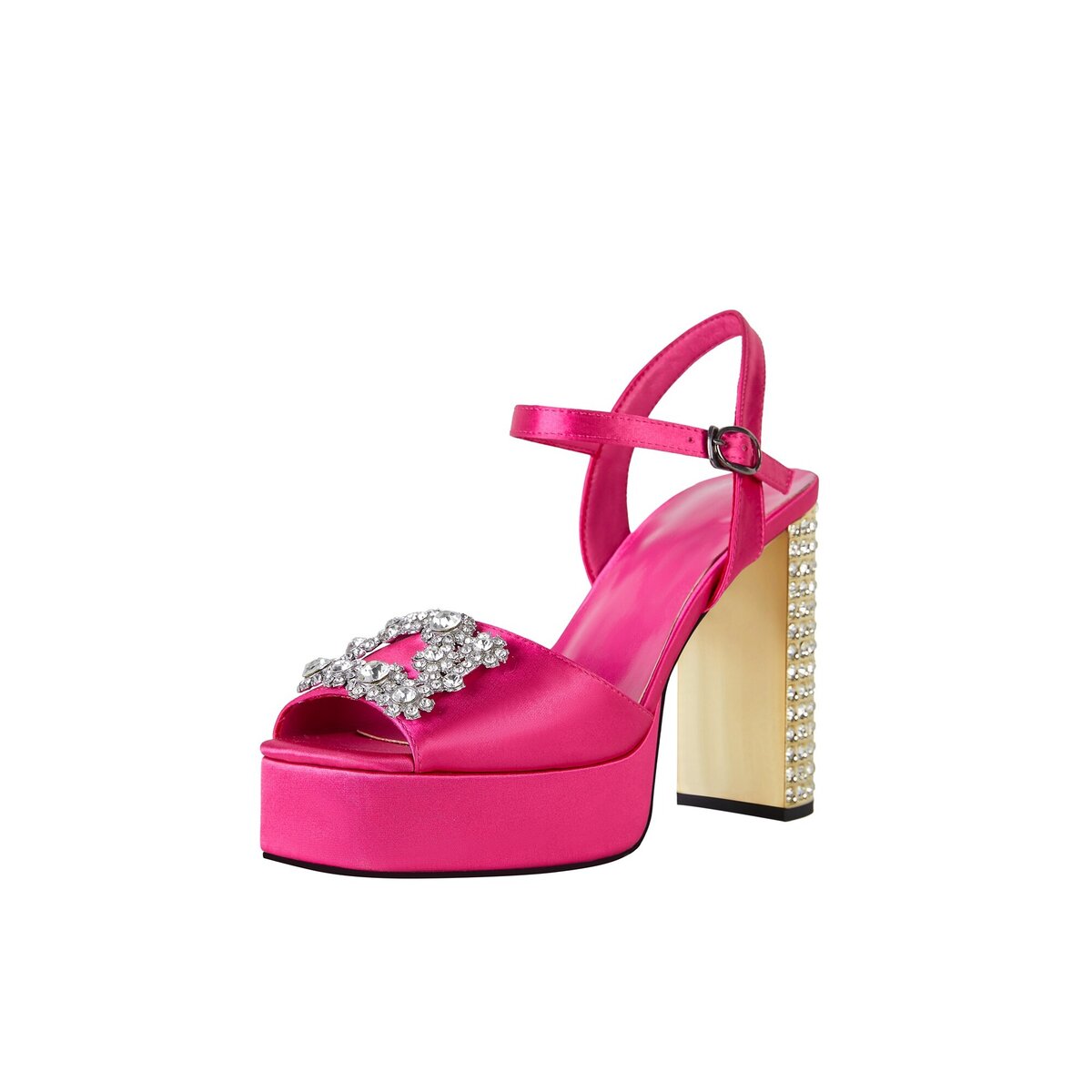Rhinestone Jeweled Chunky Platform Ankle Strap Sandals