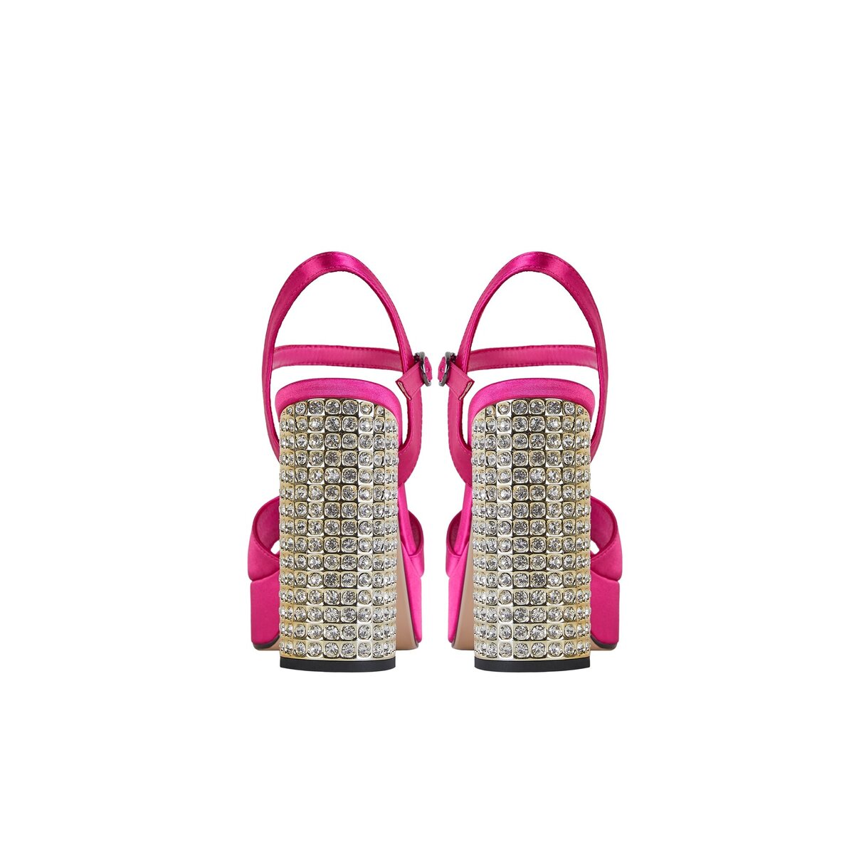 Rhinestone Jeweled Chunky Platform Ankle Strap Sandals