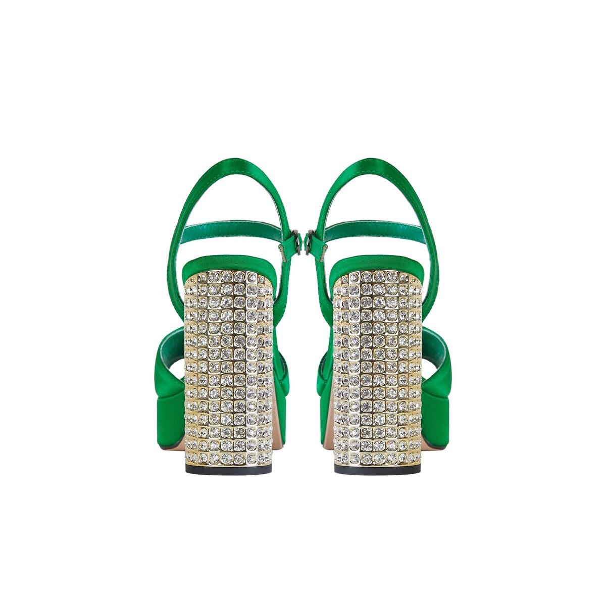 Rhinestone Jeweled Chunky Platform Ankle Strap Sandals