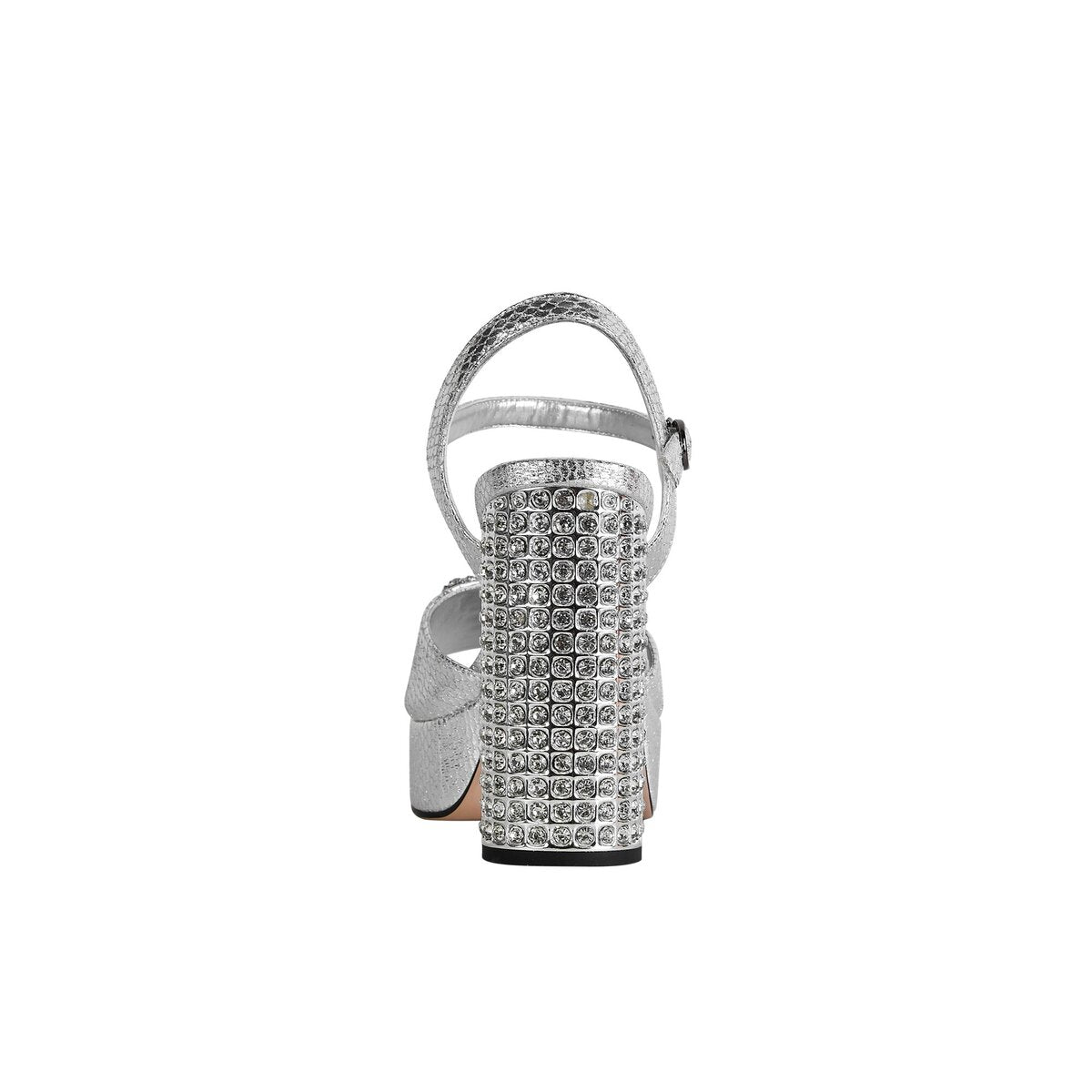 Rhinestone Jeweled Chunky Platform Ankle Strap Sandals