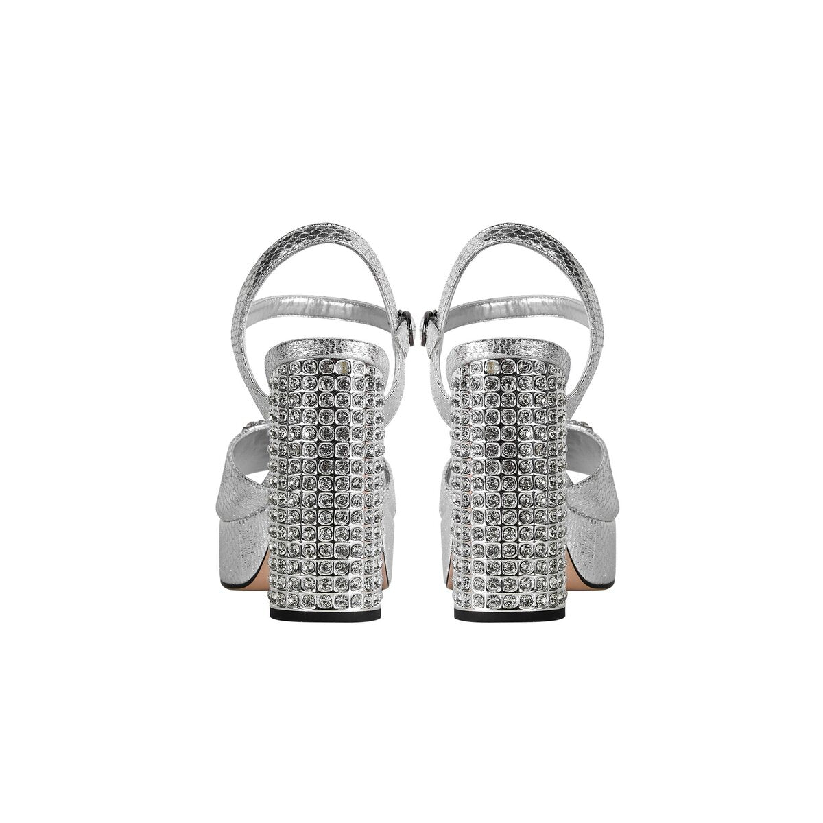 Rhinestone Jeweled Chunky Platform Ankle Strap Sandals