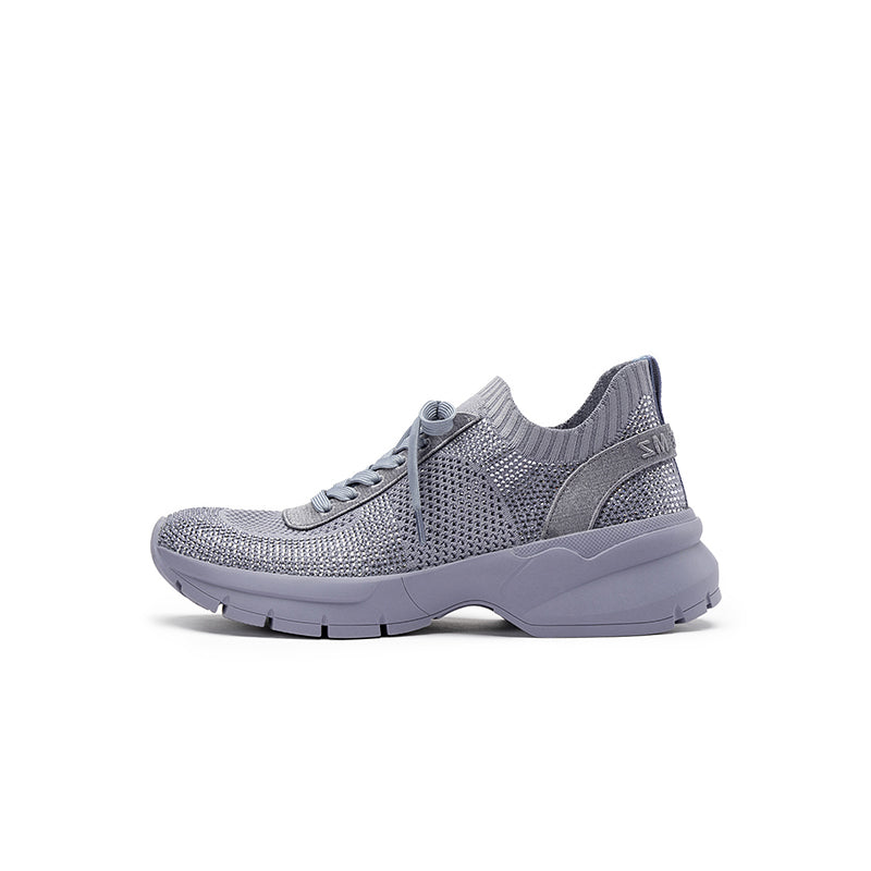 Rhinestone Mesh Knit Chunky Platform Sneakers – Breathable Athletic Work Shoes