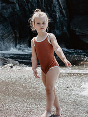 Rib Knit One-piece Swimsuit for Girls