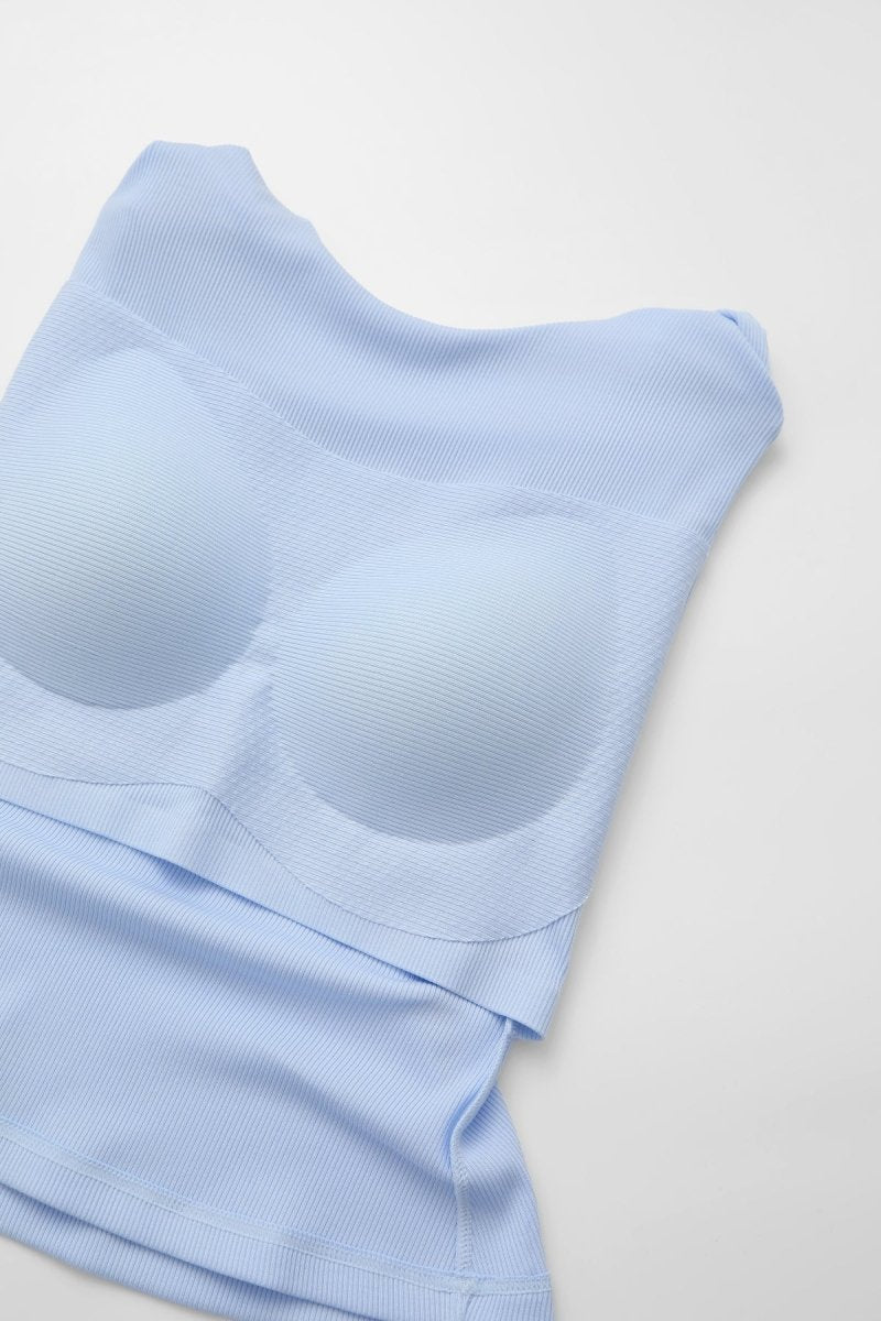 Ribbed Short Sleeve Built - In Padded Bra Crop Top