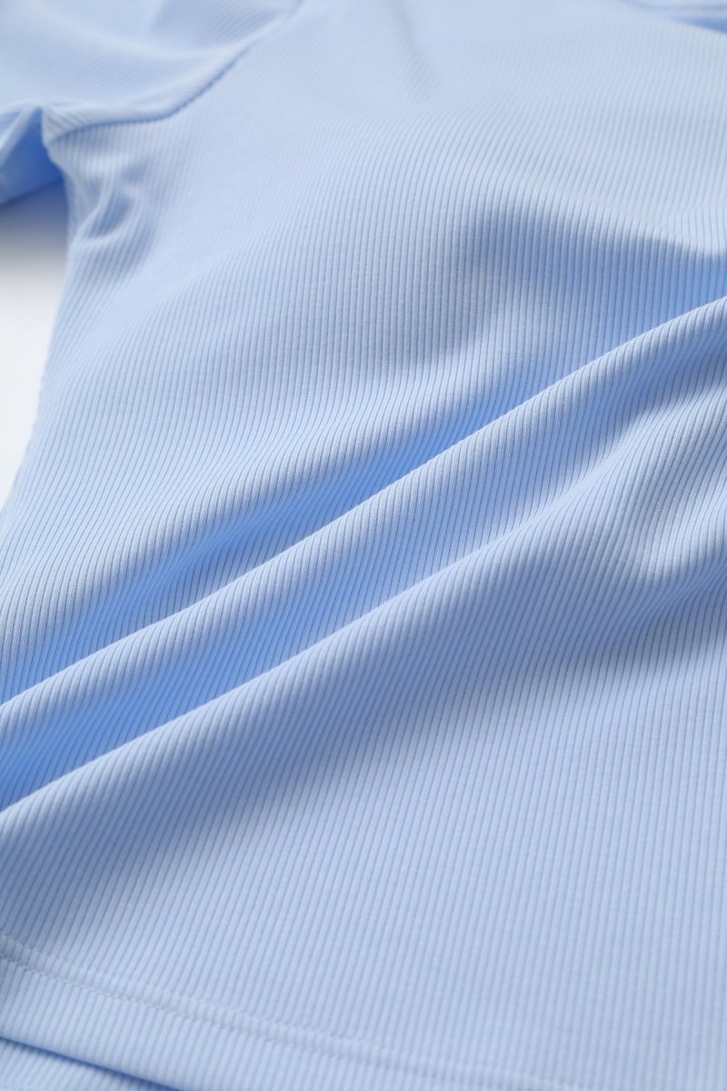 Ribbed Short Sleeve Built - In Padded Bra Crop Top