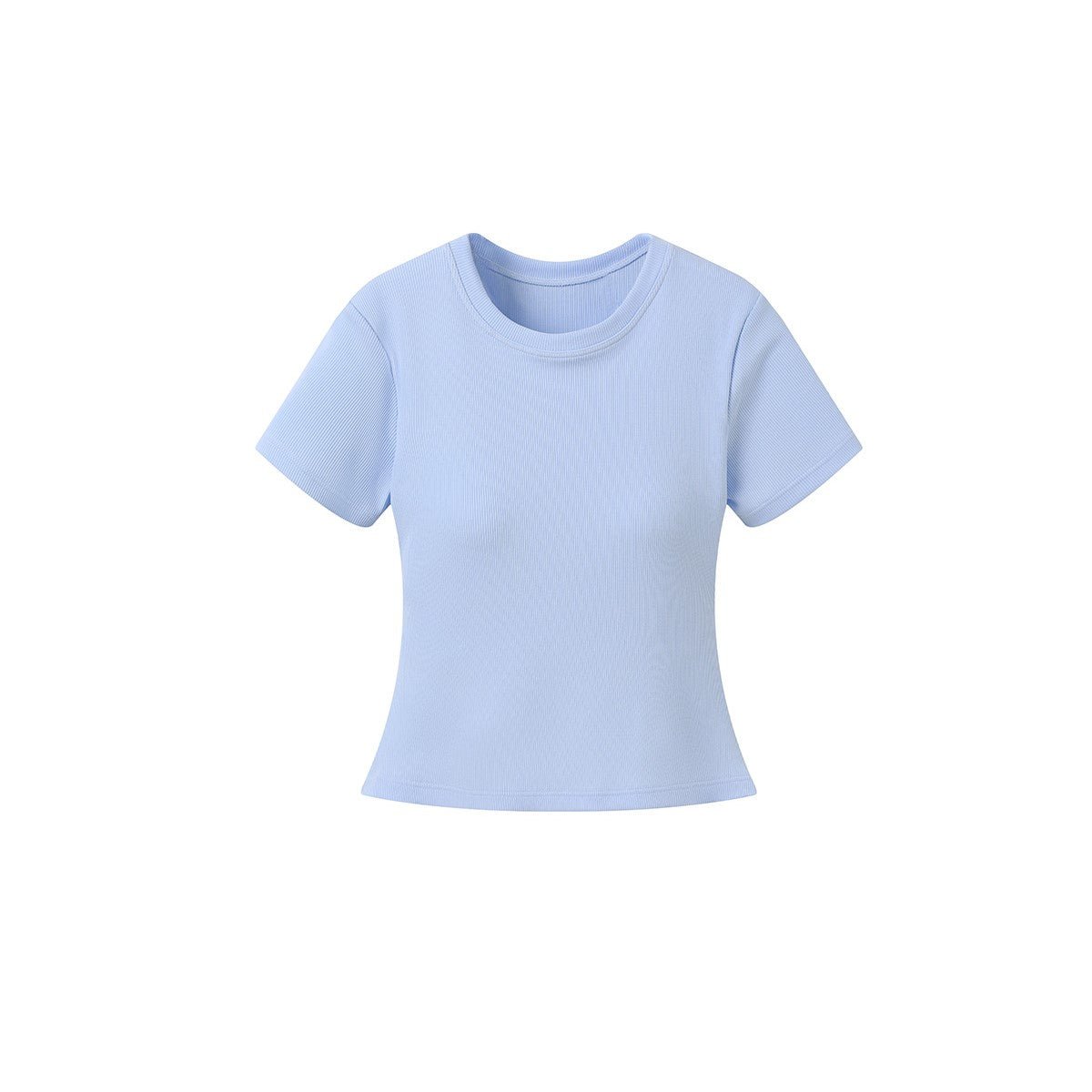 Ribbed Short Sleeve Built - In Padded Bra Crop Top