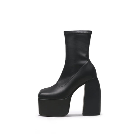 Rising Black Leather Platform Boots