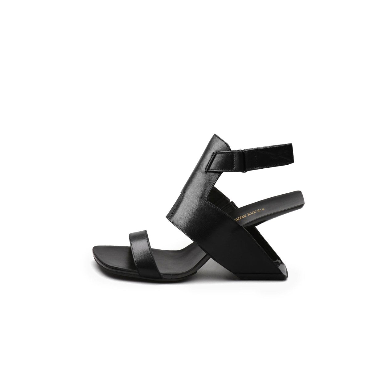 roman ankle strap leather sandals all black 1