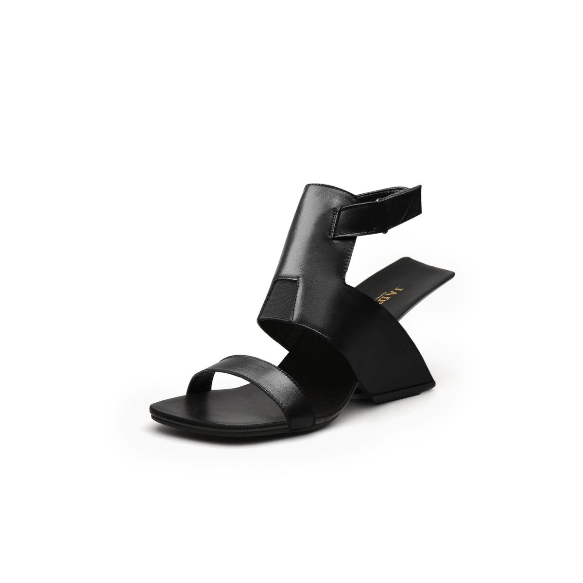 roman ankle strap leather sandals all black 2