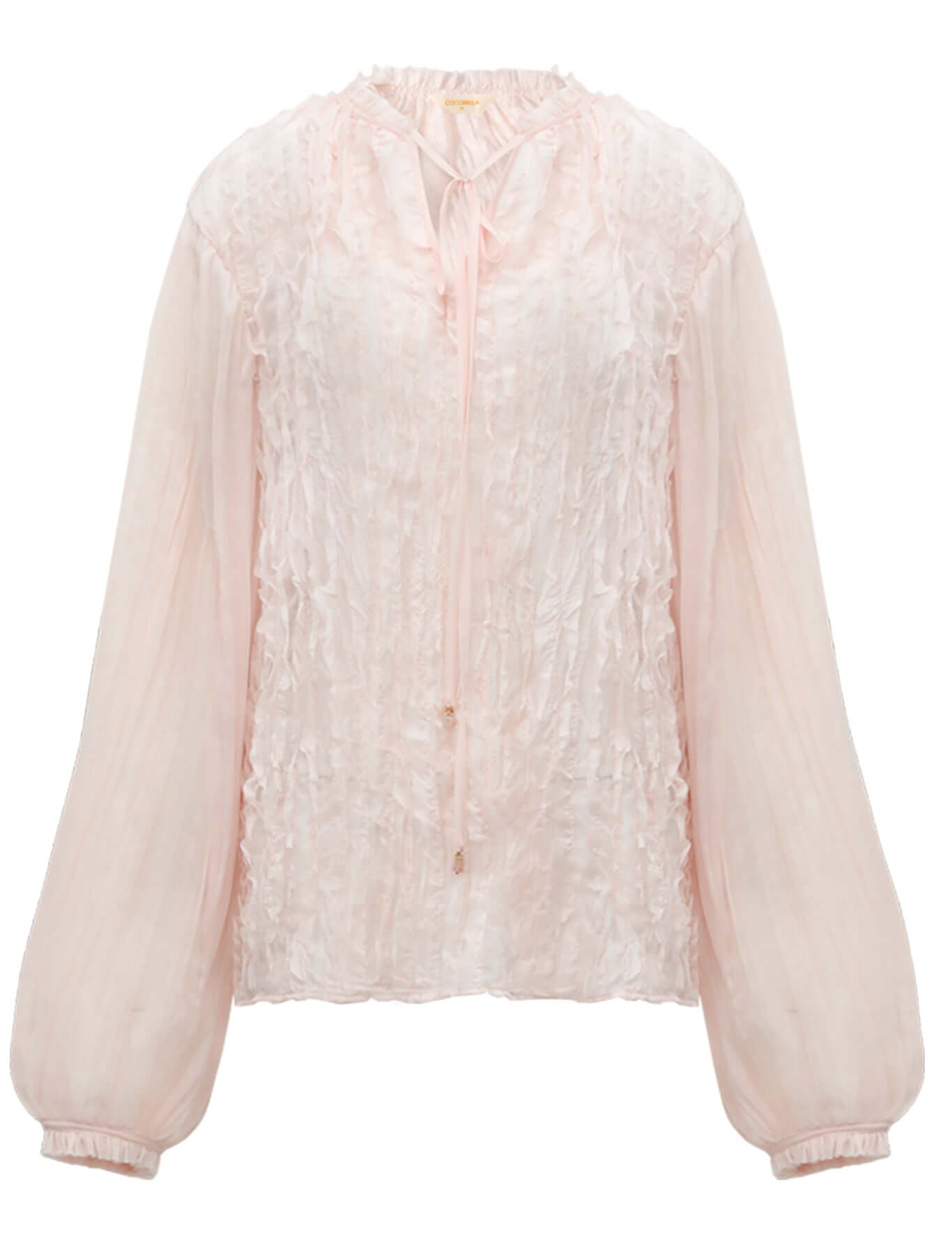 romantic soft pink blouse with bubble sleeves all pink 4