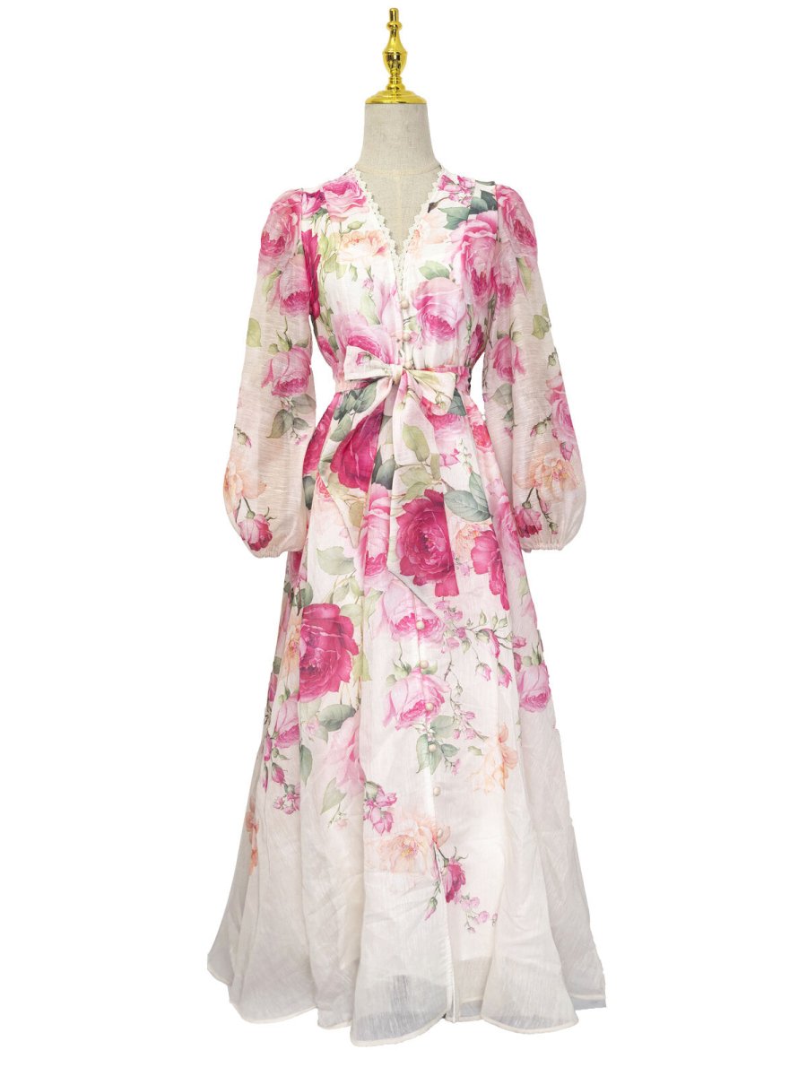 Rose Garden Elegance Floral Maxi Wrap Dress